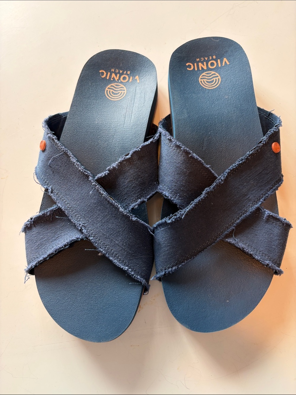 Vionic Panama Fray Criss-Cross Slide Sandals